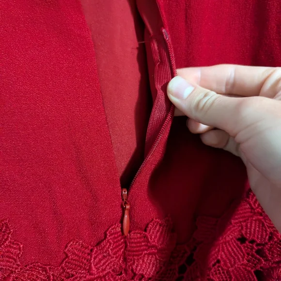 Zara Woman Red Lace Long Sleeve Romper Women's XS Romantic Holiday - Picture 9 of 11